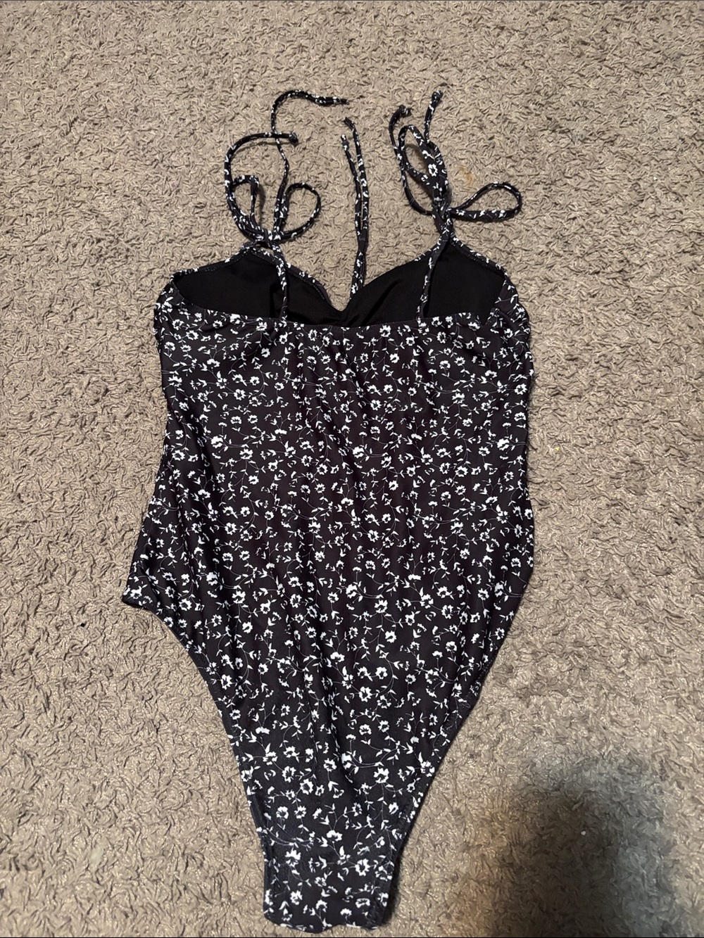 SHEIN Black Floral One-Piece Swimsuit - Picture 2 of 2